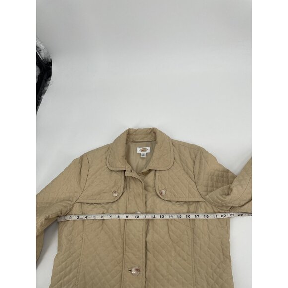 Talbots Quilted Beige Longline Jacket Womens Medium Lightweight Coat Minimalist - Picture 7 of 11